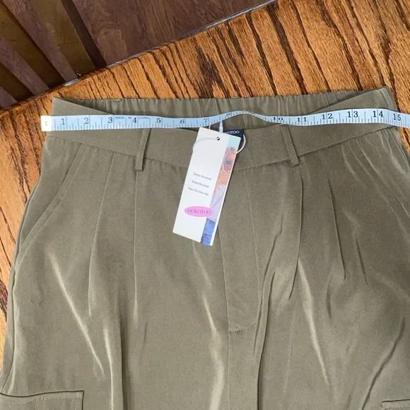 Dokotoo Women’s 12 High Waisted Wide Leg Cargo Pants 4 Pockets Baggy Casual NWT - Picture 6 of 14